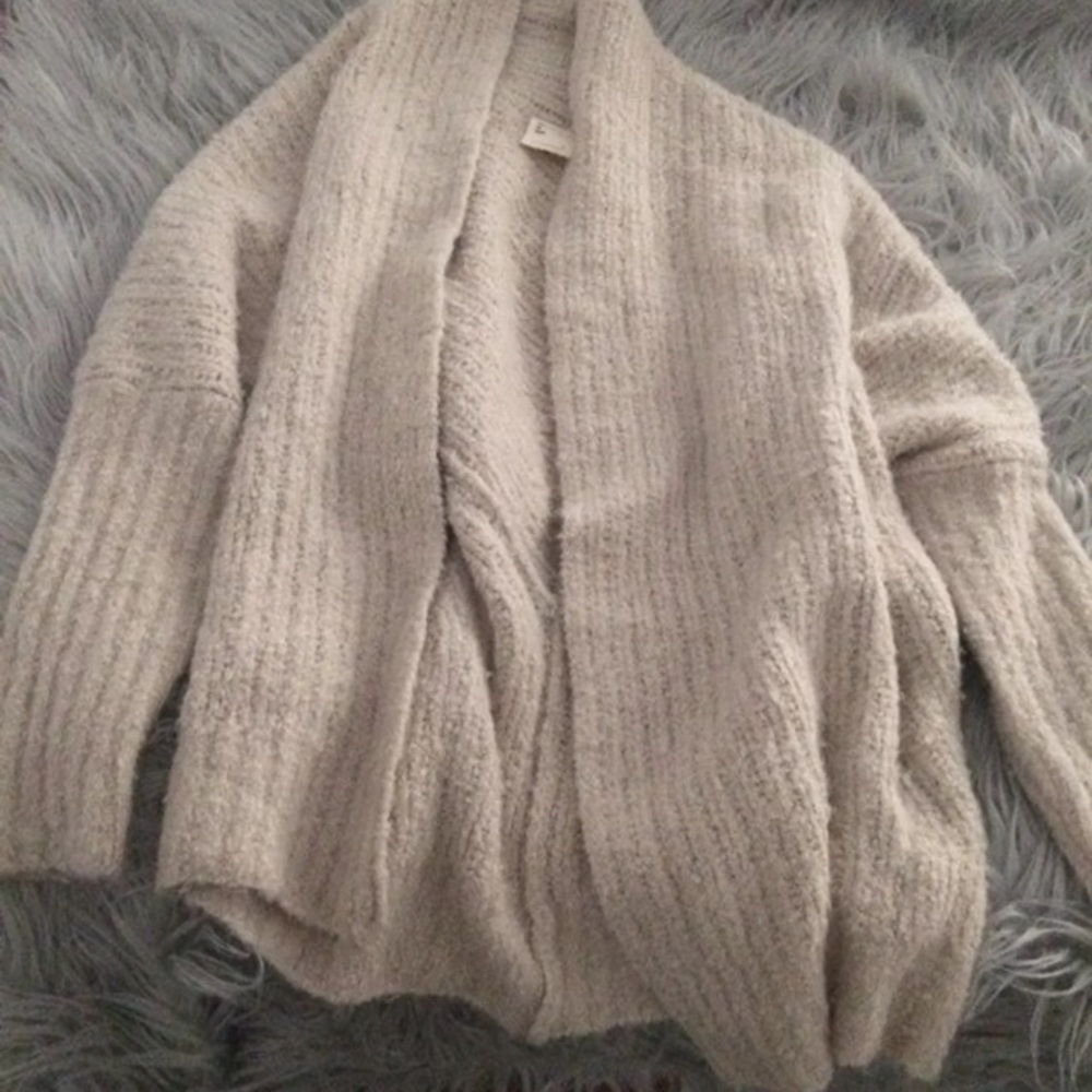 Anthropologie cream teddy cardigan sweater